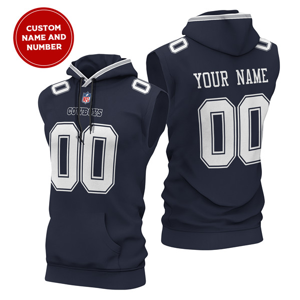Men's Dallas Cowboys Customized Navy Limited Edition Sleeveless Hoodie Men's Dallas Cowboys Customized Navy Limited Edition Sleeveless Hoodie